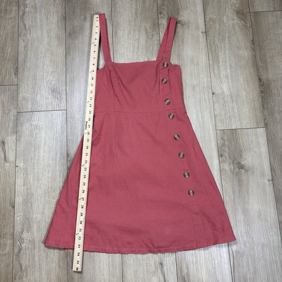 Lulus Luette Overall Inspired Mini Dress In Rust With Empire Waist M Button Zip - Picture 4 of 9